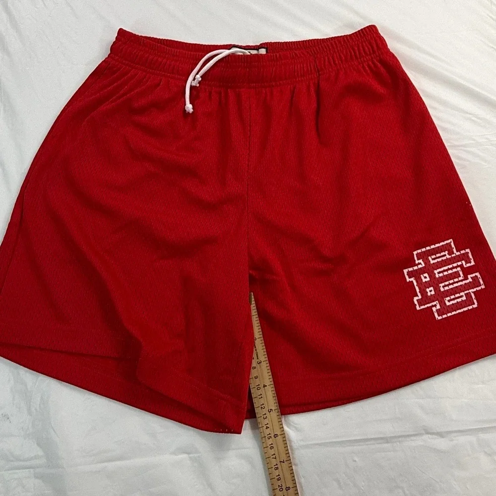 Eric Emanuel Basic Mesh Shorts Red White EE Logo Mens Large Made in NY